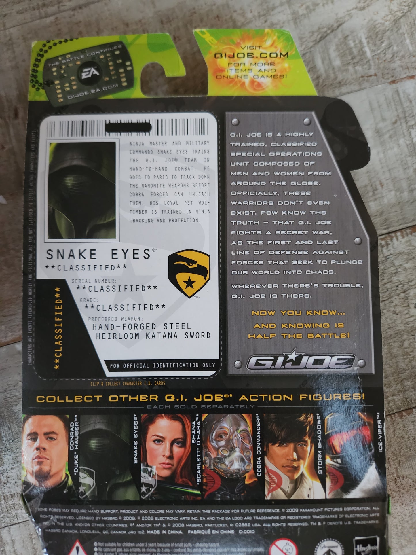 GI Joe Rise of Cobra Paris Pursuit Snake Eyes Figure with Black Timber New MOC - House of Cars Virginia