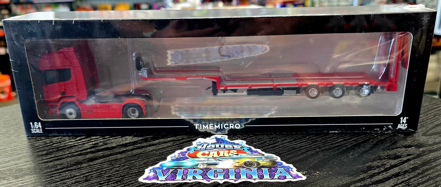 TimeMicro 1/64Scania FlatbedTransport Vehicle International Diecast (red) - House of Cars Virginia