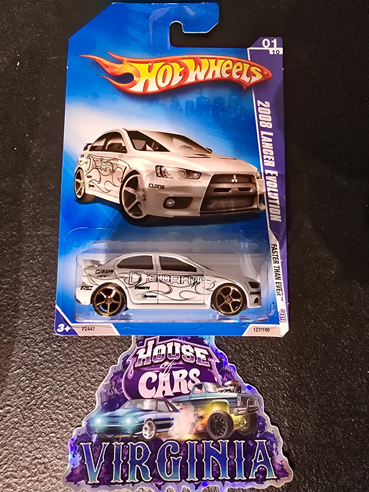 Hot Wheels 2009 Faster Than Ever 1/10 2008 Lancer Evolution White Fte Walmart Mainline - House of Cars Virginia