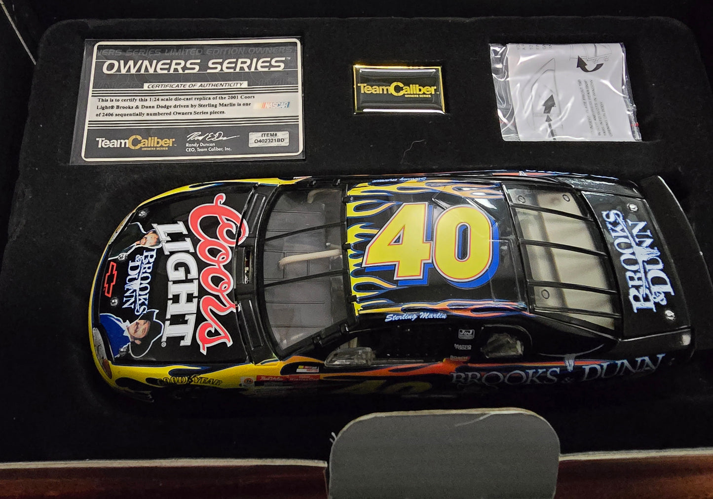 TeamCaliber Sterling Marlin 2001 Coors Light Brooks & Dunn Dodge 1/24 - House of Cars Virginia