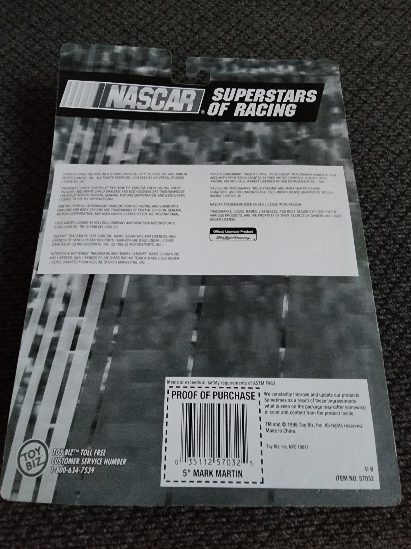 Nascar superstars of racing special edition Mark Martin figurine 1998 card - House of Cars Virginia