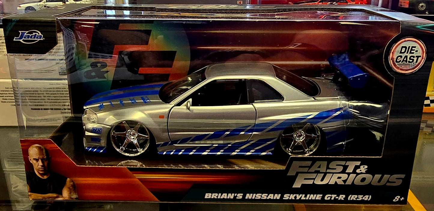Jada 1/24 Fast & Furious Brian's Nissan Skyline GT-R (R34) - House of Cars Virginia
