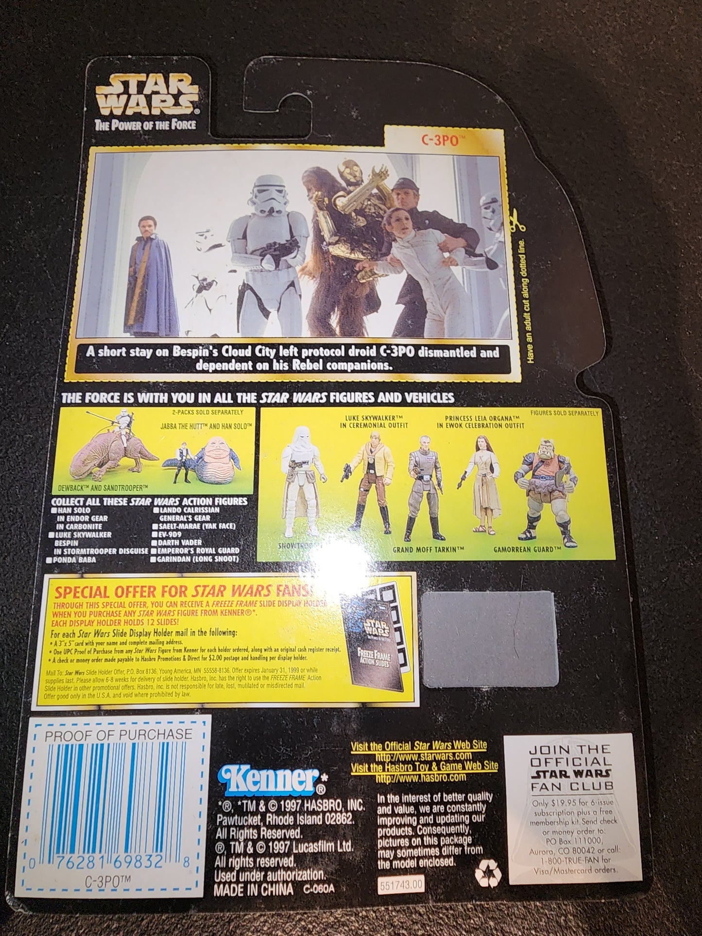 Star Wars Power Of The Force C3PO Freeze Frame Action Slide Green Card J38 - House of Cars Virginia