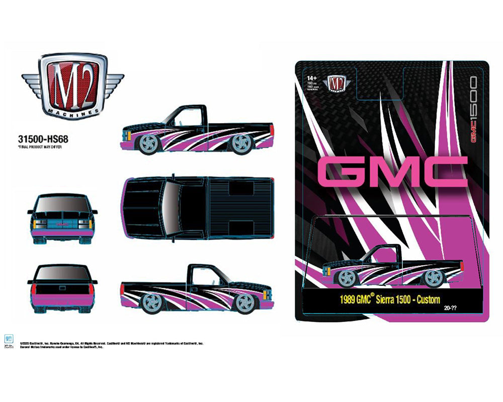 (Preorder) M2 Machines 1:64 1989 GMC Sierra 1500 – Custom Black Pink – Hobby Exclusive - House of Cars Virginia