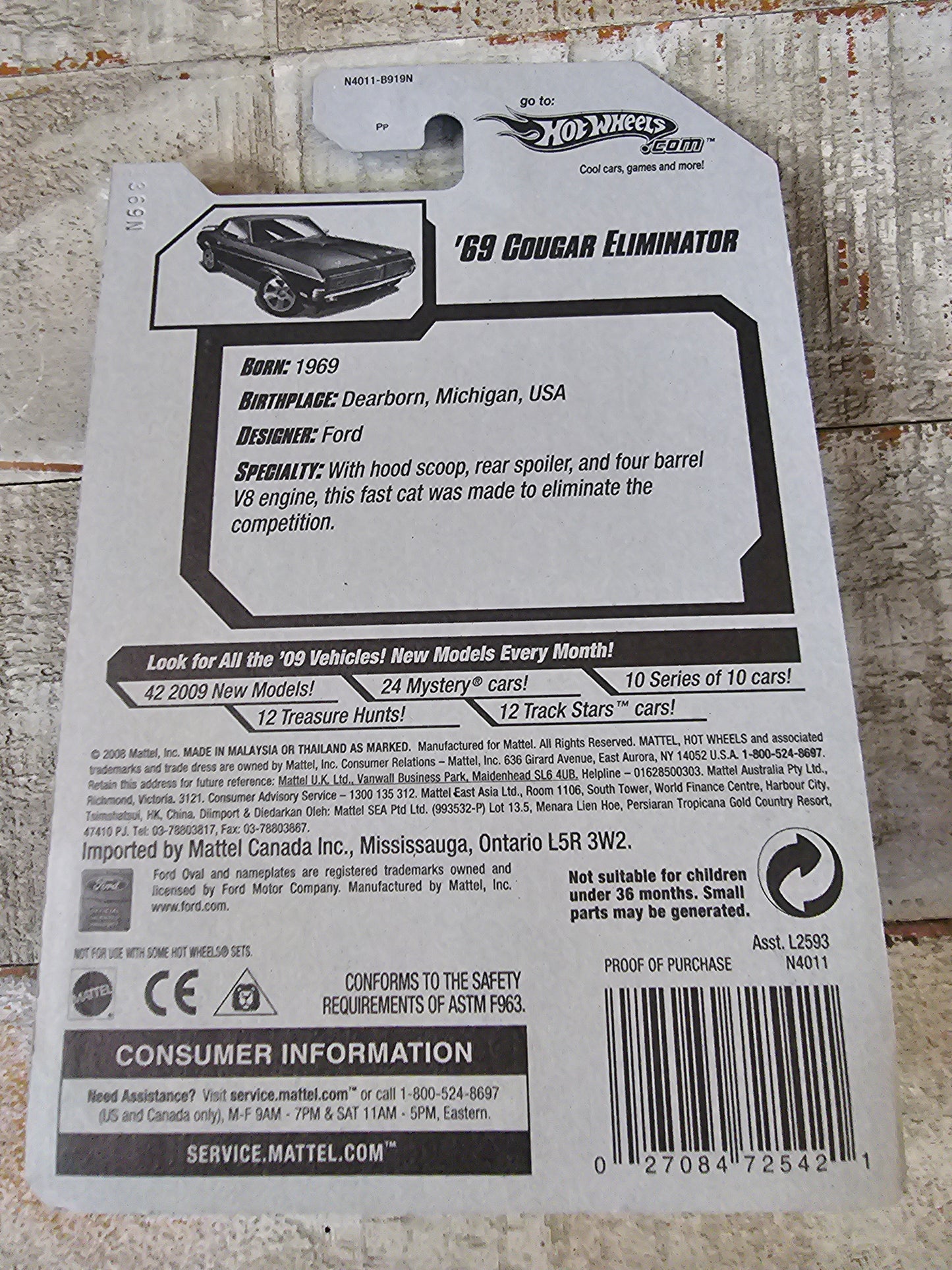 2009 Hot Wheels #8 New Models 8/42 '69 MERCURY COUGAR ELIMINATOR Purple Variant Mainline - House of Cars Virginia