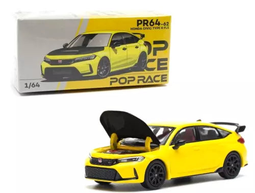 Pop Race 1:64 Honda Civic FL5 Type R Sunlight Yellow Diecast Car PR640062 - House of Cars Virginia
