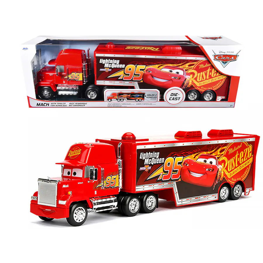 Mack Tractor Truck with Hauler Red "Disney & Pixar Cars" Movie "Hollywood Rides" Series Diecast Model Car by Jada