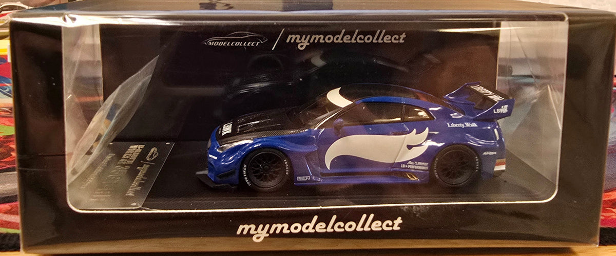MyModelCollect LB-Silhouette Works GT 35-GT-RR - Blue w/ Hot Wheels Graphics - House of Cars Virginia