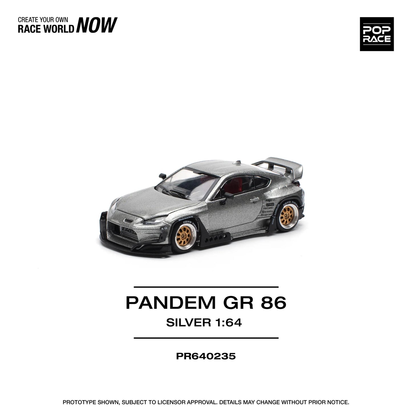 POPRACE 1:64 TOYOTA PANDEM GR86 SILVER PR640235 - House of Cars Virginia
