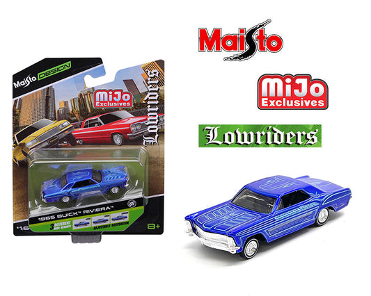 Maisto 1:64 1987 Buick Riviera – Metallic Blue – Design Lowriders - House of Cars Virginia