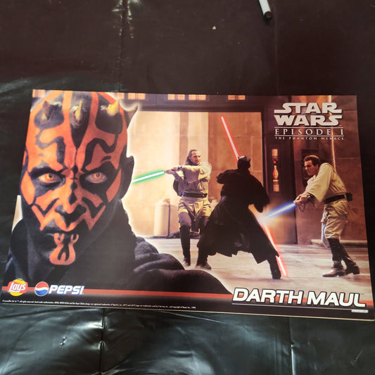 Star Wars Ep 1 Phantom Menace DARTH MAUL 11” X 17” LAY'S PEPSI Promo Poster 1999 - House of Cars Virginia