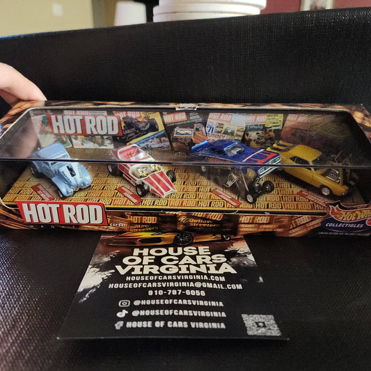 NIB!Hot Wheels Hot Rod Magazine  (4) Car Boxed Set w/Blue Hawaiian -Ohio George! - House of Cars Virginia
