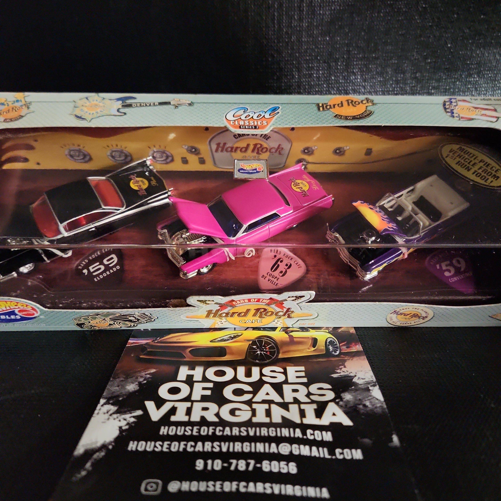 Hot Wheels Collectibles Cars of the Hard Rock Cafe Series 2, 3-Cadillac Car Set! - House of Cars Virginia