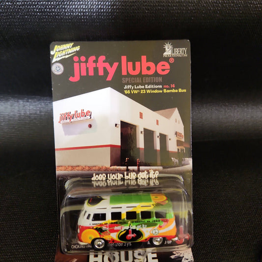 Johnny Lightning Jiffy Lube Editions 14, '66 VW 23 Window Samba Bus - House of Cars Virginia