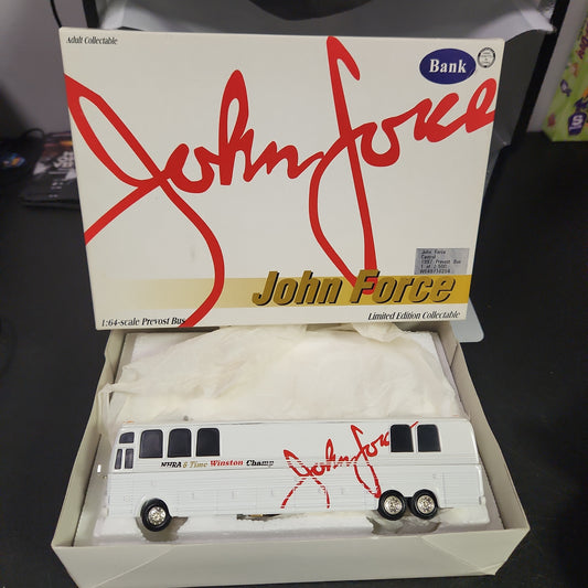 JOHN FORCE 1997 PREVOST BUS/BANK-CASTROL-ACTION RACING-NHRA-WINSTON-1:64 Autographed - House of Cars Virginia