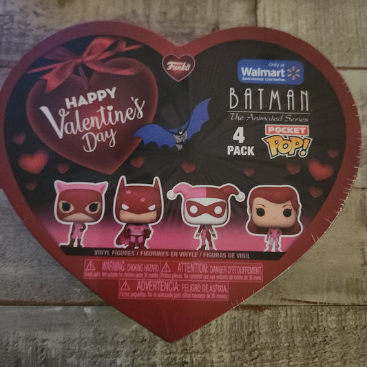 (.) NEW! Walmart Funko Pocket Pop DC Batman Valentines Day Box 4-Pack Figures