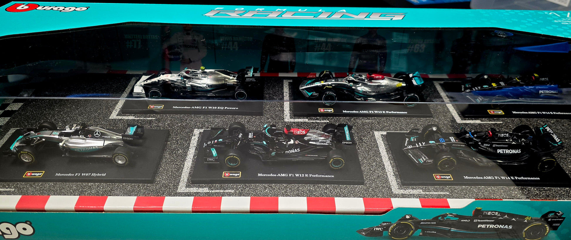 Burago 1/43 Mercedes AMG Petronas Racing Formula 1 F1 Diecast Car Toy Set, NIB - House of Cars Virginia