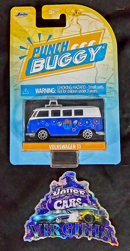 Jada Punch Buggy Slug Bug Volkswagen T1 (blue w/flowers) - House of Cars Virginia