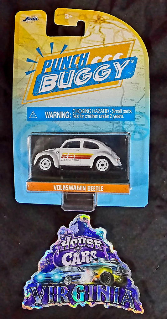 Jada Punch Buggy Slug Bug Volkswagen Beetle (white with retro bug tampo) - House of Cars Virginia