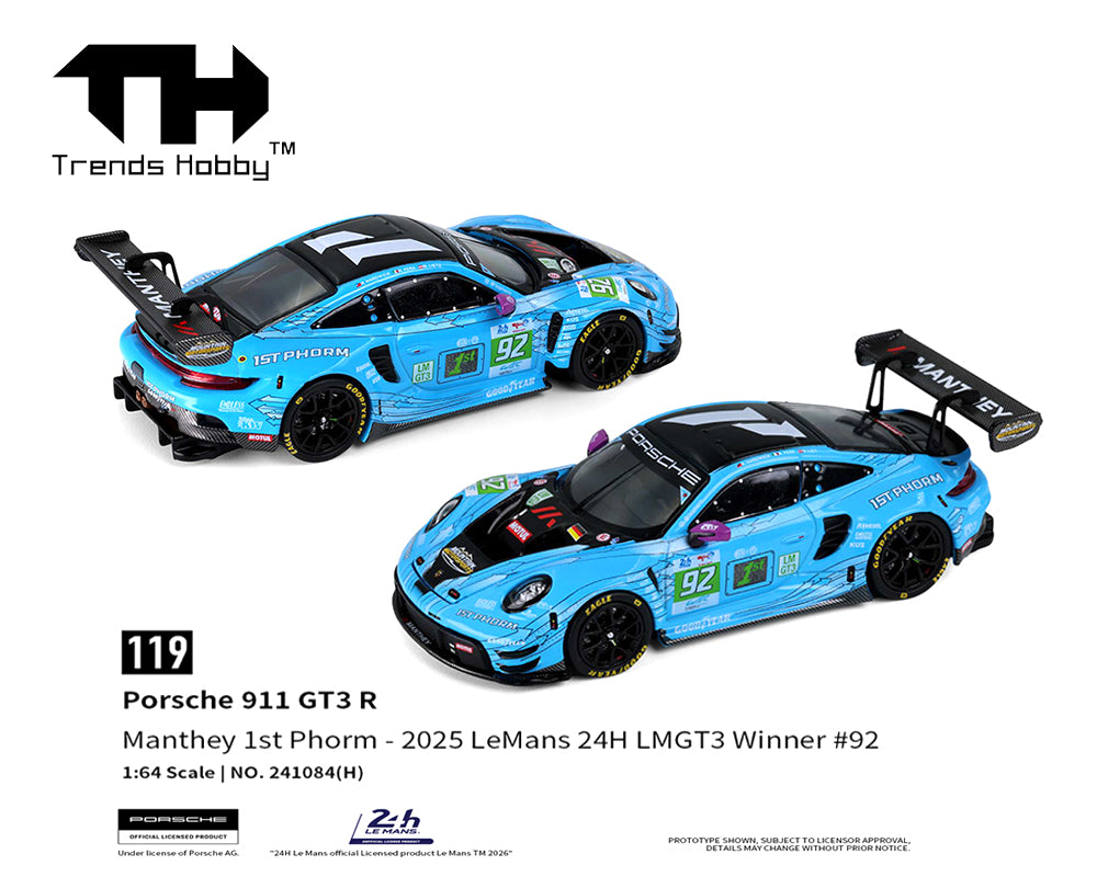 Trends Hobby 1:64 Porsche 911 GT3 R Manthey 1ST Phorm 2025 Le Mans 24H LMGT3 WINNER #92 – Limited Edition
