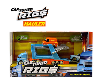 (Preorder) CarTuned 1:64 Container Rigs Hauler Series 2 Open Cars Transporter with 2 Vehicles – Racing Set