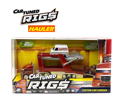 CarTuned 1:64 Container Rigs Hauler Series 2B Open Cars Transporter with 2 Vehicles – Racing Set