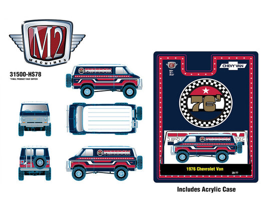 (Preorder) M2 Machines 1:64 1976 Chevrolet Van “FREEDOM EDDITION” – Red- Hobby Exclusive - House of Cars Virginia