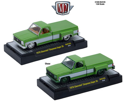 M2 Machines 1:64 2026 “C10s In The Park” 1978 Chevrolet Cheyenne Super 30 – Two-Tone Green White – Mijo Exclusives