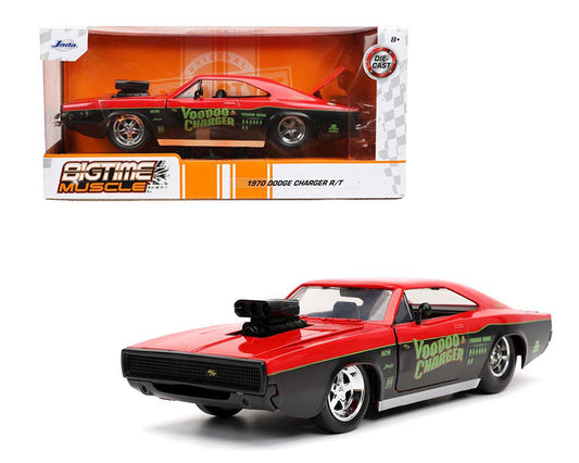 Jada 1:24 1970 Dodge Charger Gasser with Engine blower “Voodoo Charger” Two-Tone (Red/Black) – Bigtime Muscle - House of Cars Virginia