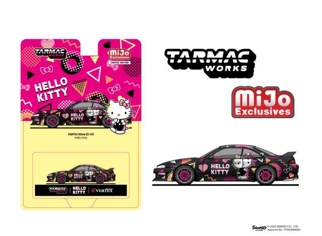Tarmac Works 1/64 Vertex Nissan Silvia (S14) *Hello Kitty*, black chrome - House of Cars Virginia