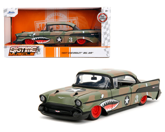 Jada 1:24 1957 Chevrolet Bel Air – Army Green Camo – Bigtime Muscle - House of Cars Virginia