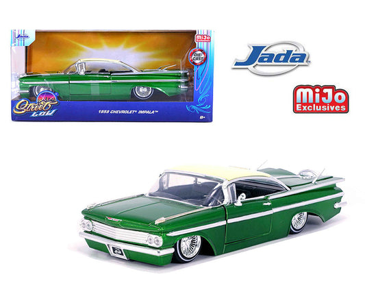 Jada 1:24 1959 Chevrolet Impala SS Lowrider Wire Wheels – Two-Tone (Green) – Street Low – MiJo Exclusives - House of Cars Virginia