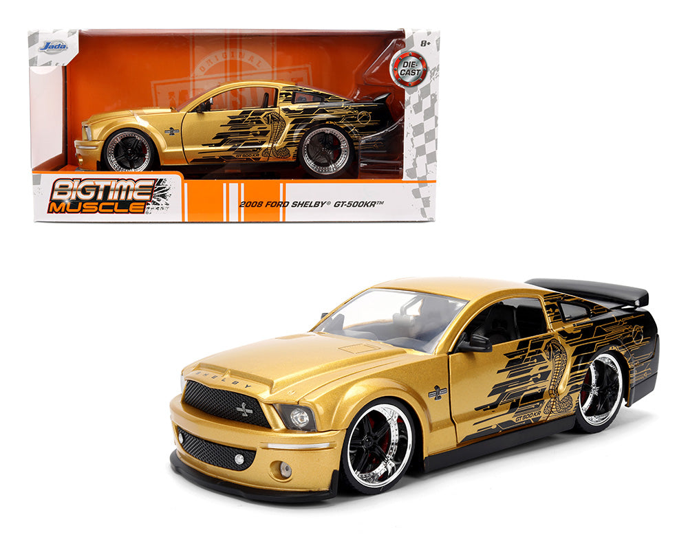 Jada 1:24 2008 Ford Mustang Shelby GT500KR – Gold/Black – Bigtime Muscle - House of Cars Virginia