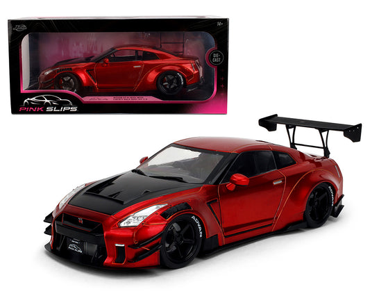 Jada 1:18 Nissan GT-R (R35) Liberty Walk Body Kit 2.0 – Candy Red with Carbon Black Hood – Pink Slips - House of Cars Virginia