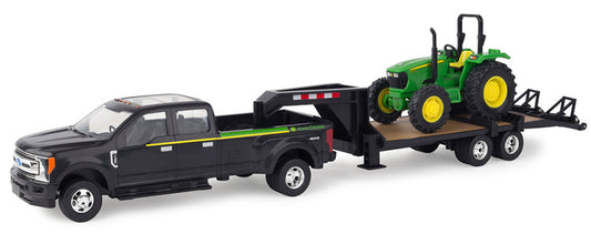 John Deere 2017 Ford F-350 with 5th Wheel Trailer Hauling a John Deere 5075E Tractor - House of Cars Virginia