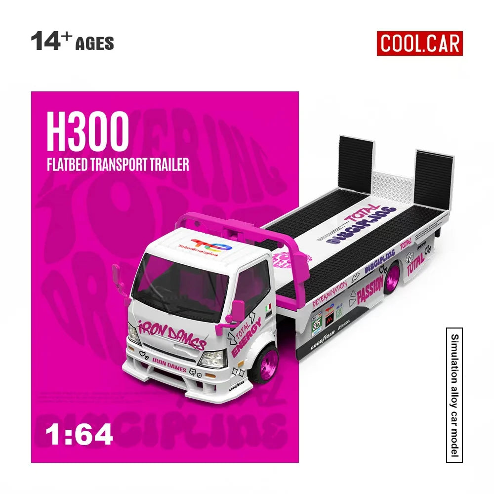Cool.Car 1:64 Hino H300 Flatbed Car Hauler - Iron Dames