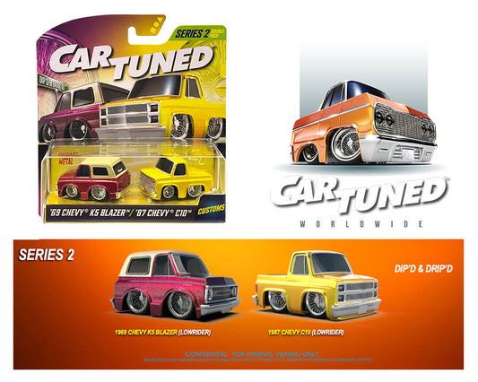 CarTuned 1:64 2-Pack Series 2 – 1969 Chevrolet K5 Blazer Lowrider and 1987 Chevrolet C10 Lowrider - House of Cars Virginia