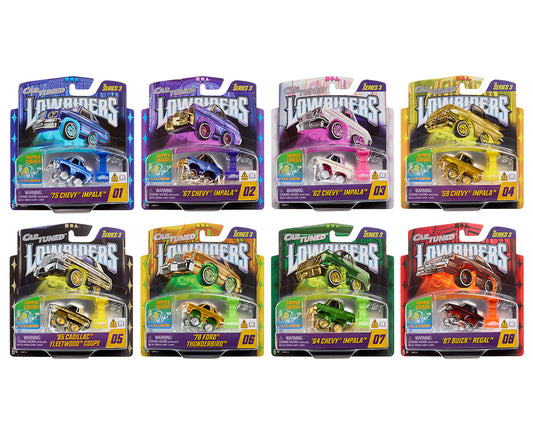 (Preorder) CarTuned 1:64 Lowriders SHOW GLOW Series 3 Assortment of 8 Styles 2026 – L.E.D. Light Up & Hopper Chassis Option