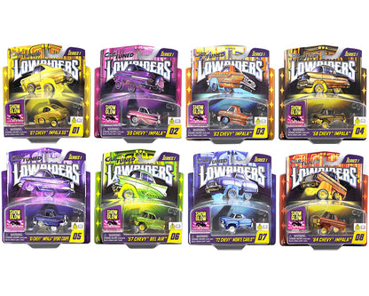 (Preorder) CarTuned 1:64 Lowriders SHOW GLOW Series 1 Assortment of 8 Styles 2025 – L.E.D. Light Up Chassis