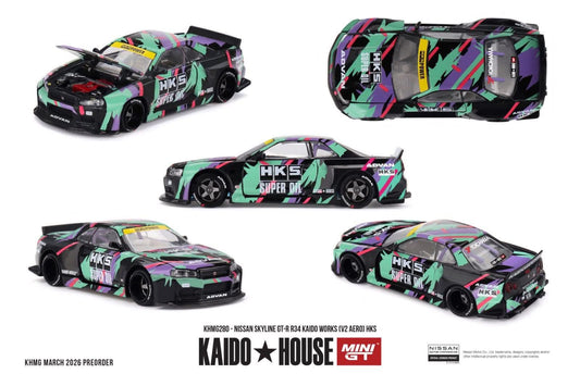 (Preorder) Kaido House KHMG280 NISSAN SKYLINE GT-R (R34 AERO)HKS  KAIDO WORKS® V2 - House of Cars Virginia