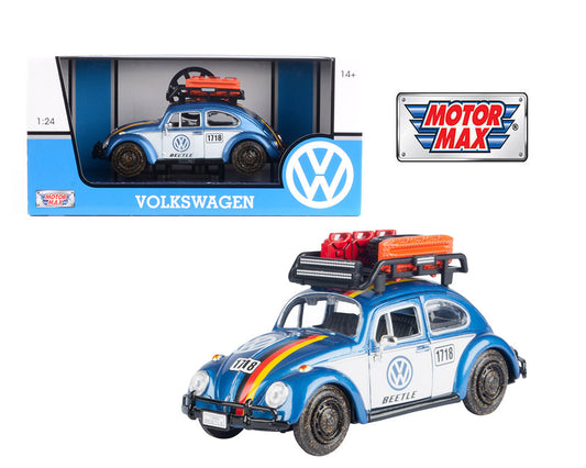 Motormax 1:24 Volkswagen Beetle Off Road Custom 1966 – White with Blue – Limited Edition Jada - House of Cars Virginia