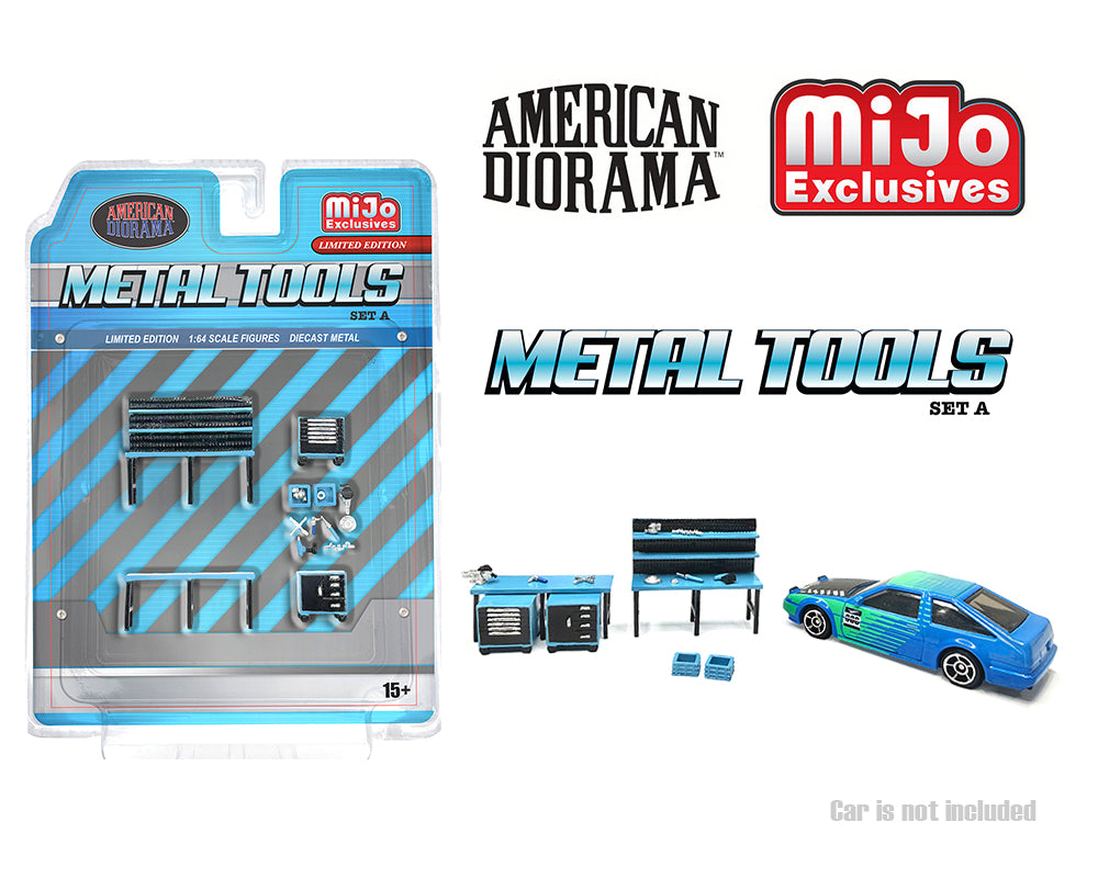 American Diorama 1:64 Metal Tools Set A Blue – Mijo Exclusives