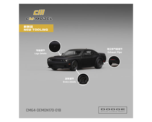(Preorder) CM Model 1:64 Dodge Demon 170 – Matte Black – Limited Edition