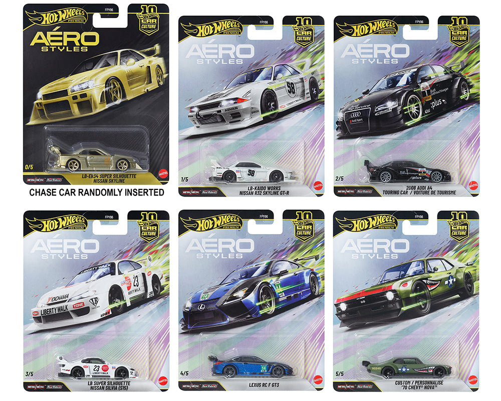 (Preorder) Hot Wheels 1:64 Car Culture 10th Anniversary 2026 U SET OF 5 Cars – Areo Style Assortment - House of Cars Virginia
