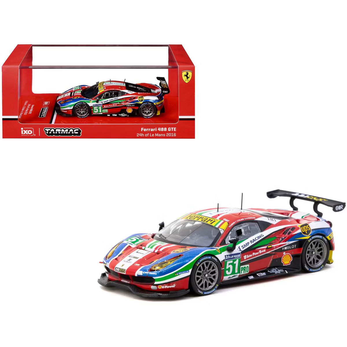 Tarmac Works Ferrari 488 GTE #51 "AF Corse" "24 Hours of Le Mans" (2016) "Hobby64" Series