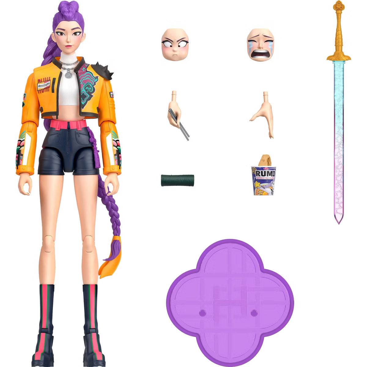 KPop Demon Hunters HUNTR/X Rumi 6" with Accessories & Swappable Faces & Hands Action Figure