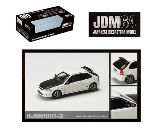 Hobby Japan 1:64 Honda Civic Type R (EK9) JDM Style – Championship White with Carbon Hood - House of Cars Virginia