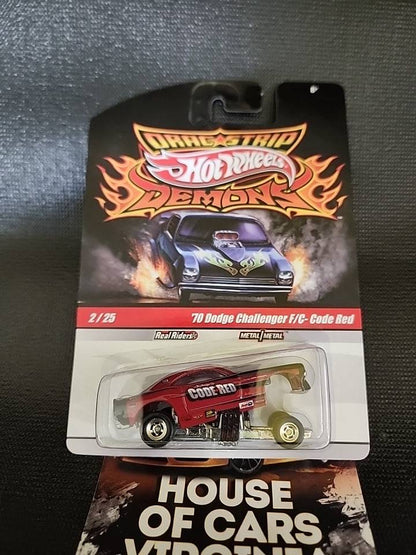 HOT WHEELS DRAG STRIP DEMONS '70 DODGE CHALLENGER F/C CODE RED MATTEL NOC 2009 - House of Cars Virginia