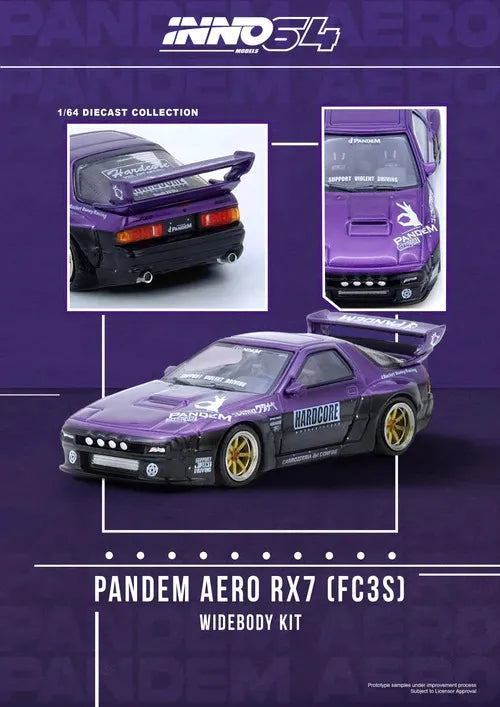 INNO64 MAZDA RX7 (FC3S) “PANDEM ROCKET BUNNY” Purple - House of Cars Virginia