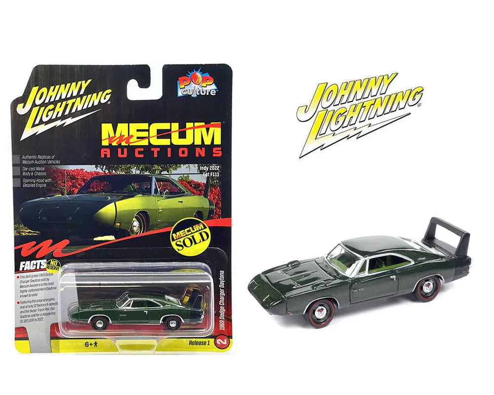 1:64 Mecum Auctions 1969 Dodge Charger – Dark Green Johnny Lightning - House of Cars Virginia